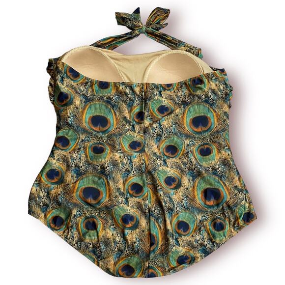 MODCLOTH ESTHER WILLIAMS Peacock Pinup Retro Swimsuit - Picture 5 of 7
